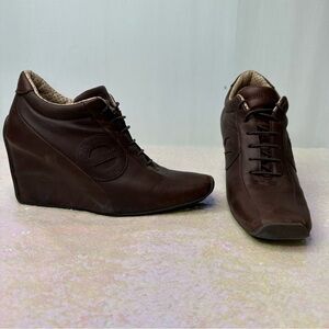 No Name ❤️ Brown leather platform lace up shoes Sz 8
